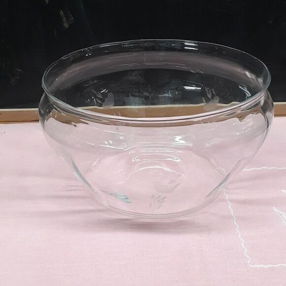 Princess House Crystal 9" Salad Punch Bowl Heritage Beveled Etched - Picture 1 of 6